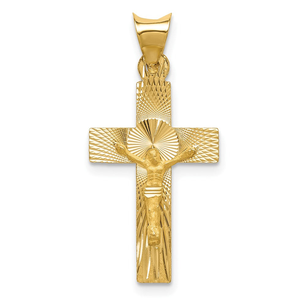 14k Polished Satin and D/C Crucifix Pendant