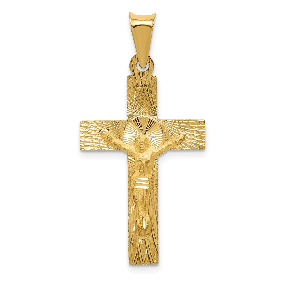 14k Polished Satin and D/C Crucifix Pendant