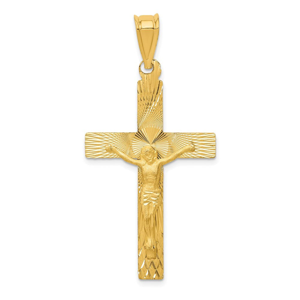 14k Polished Satin and D/C Crucifix Pendant