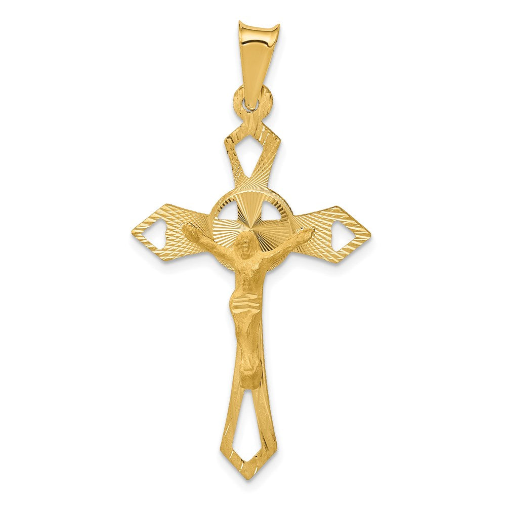 14k Polished Satin and D/C Crucifix Pendant