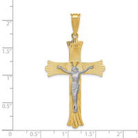 Load image into Gallery viewer, 14k Two-Tone Polished Satin D/C Crucifix Cross Pendant
