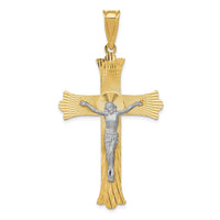 Load image into Gallery viewer, 14k Two-Tone Polished Satin D/C Crucifix Cross Pendant
