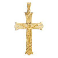 Load image into Gallery viewer, 14k Polished, Satin and Diamond-cut Crucifix Cross Pendant

