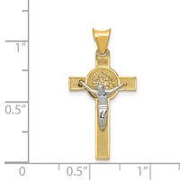 Load image into Gallery viewer, 14k Two-Tone St. Benedict Medal Crucifix Cross Pendant
