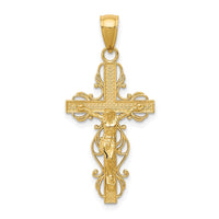 Load image into Gallery viewer, 14K Polished Crucifix W/Lace Trim Pendant
