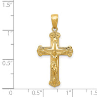 Load image into Gallery viewer, 14K Gold Polished Textured Crucifix Pendant
