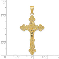 Load image into Gallery viewer, 14K Polished Textured INRI Crucifix Fleur de Lis Pendant
