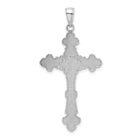 Load image into Gallery viewer, 14K White Gold Polished Textured INRI Crucifix Fleur de Lis Pendant
