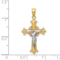 Load image into Gallery viewer, 14K Tri-color Polished Crucifix Pendant
