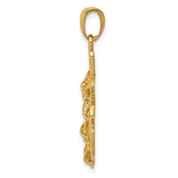 Load image into Gallery viewer, 14K Polished Textured Mariners Crucifix Rope/Wheel Pendant
