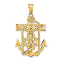 Load image into Gallery viewer, 14K Polished Textured Mariners Crucifix Pendant
