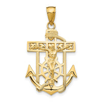 Load image into Gallery viewer, 14K Polished Textured Mini Mariners Crucifix Pendant
