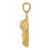 Load image into Gallery viewer, 14K Gold Polished Large Jesus Head With Crown Pendant
