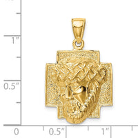 Load image into Gallery viewer, 14K Gold Polished Large Jesus Head With Crown Pendant
