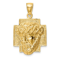 Load image into Gallery viewer, 14K Gold Polished Large Jesus Head With Crown Pendant
