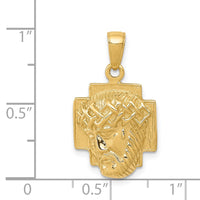 Load image into Gallery viewer, 14K Gold Polished Small Jesus Head With Crown Pendant
