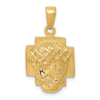 Load image into Gallery viewer, 14K Gold Polished Small Jesus Head With Crown Pendant
