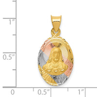 Load image into Gallery viewer, 14K w/Rose and White Rhodium D/C Sagrado Corazon Oval Pendant
