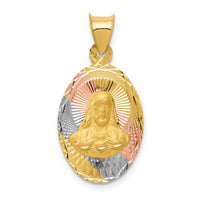 Load image into Gallery viewer, 14K w/Rose and White Rhodium D/C Sagrado Corazon Oval Pendant
