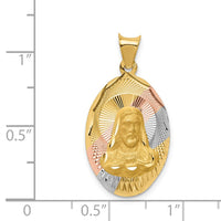 Load image into Gallery viewer, 14K w/Rose and White Rhodium D/C Sagrado Corazon Oval Pendant
