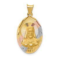Load image into Gallery viewer, 14K w/Rose and White Rhodium D/C Sagrado Corazon Oval Pendant
