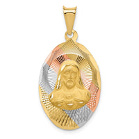 Load image into Gallery viewer, 14K w/Rose and White Rhodium D/C Sagrado Corazon Oval Pendant
