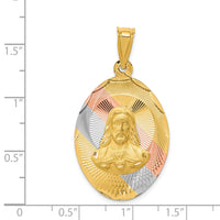 Load image into Gallery viewer, 14K w/Rose and White Rhodium D/C Sagrado Corazon Oval Pendant
