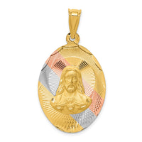 Load image into Gallery viewer, 14K w/Rose and White Rhodium D/C Sagrado Corazon Oval Pendant
