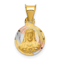 Load image into Gallery viewer, 14K w/Rose and White Rhodium D/C Sagrado Corazon Pendant
