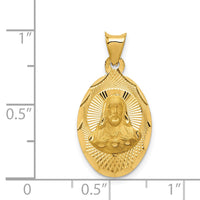 Load image into Gallery viewer, 14K Polished D/C Sagrado Corazon Oval Pendant
