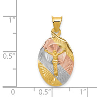 Load image into Gallery viewer, 14K w/Rose and White Rhodium D/C Corpus Oval Pendant
