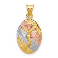 Load image into Gallery viewer, 14K w/Rose and White Rhodium D/C Corpus Oval Pendant
