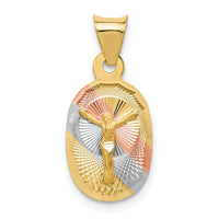 Load image into Gallery viewer, 14K w/Rose and White Rhodium D/C Corpus Oval Pendant
