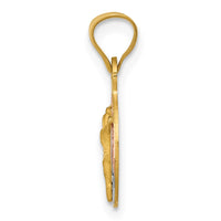 Load image into Gallery viewer, 14K w/Rose and White Rhodium D/C Corpus Circle Pendant
