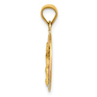 Load image into Gallery viewer, 14K w/Rose and White Rhodium D/C Corpus Circle Pendant
