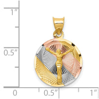 Load image into Gallery viewer, 14K w/Rose and White Rhodium D/C Corpus Circle Pendant
