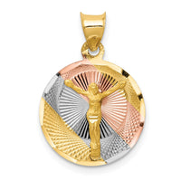 Load image into Gallery viewer, 14K w/Rose and White Rhodium D/C Corpus Circle Pendant

