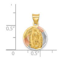 Load image into Gallery viewer, 14K w/Rhodium Polished D/C Lady Of Guadalupe Circle Pendant

