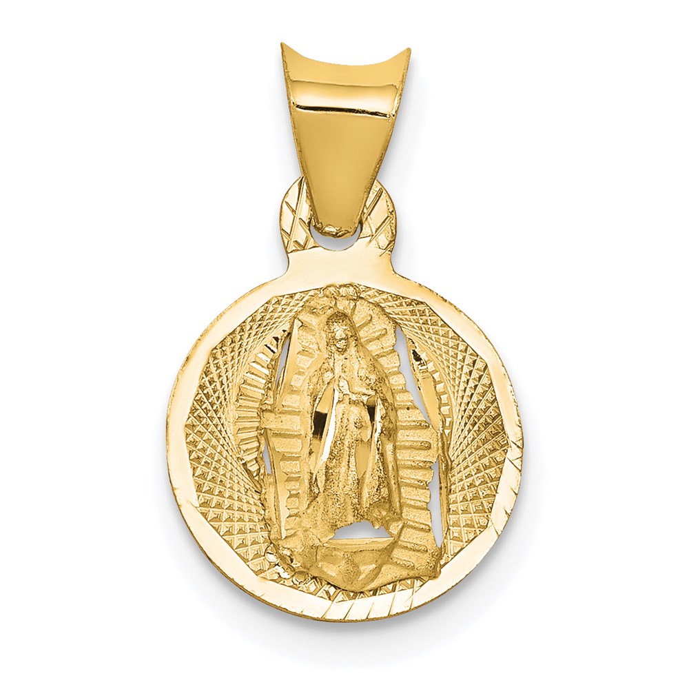 14K Polished D/C Lady Of Guadalupe Circle Pendant