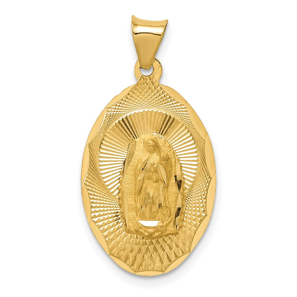 14K Polished D/C  Lady Of Guadalupe Oval Pendant