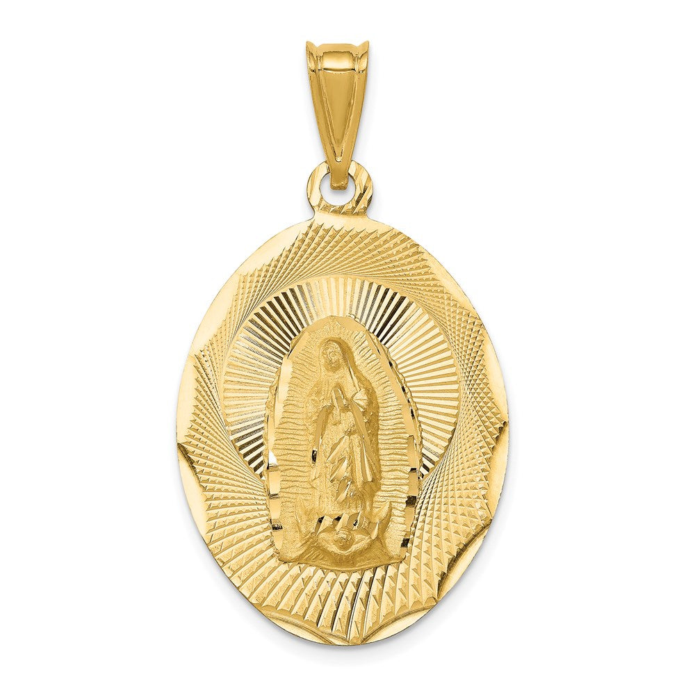 14K Polished D/C  Lady Of Guadalupe Oval Pendant