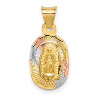 Load image into Gallery viewer, 14K w/Rhodium D/C Lady Of Guadalupe Oval Pendant
