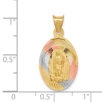 Load image into Gallery viewer, 14K w/Rhodium D/C Lady Of Guadalupe Oval Pendant
