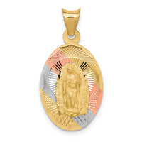 Load image into Gallery viewer, 14K w/Rhodium D/C Lady Of Guadalupe Oval Pendant
