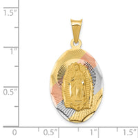 Load image into Gallery viewer, 14K w/Rhodium D/C Lady Of Guadalupe Oval Pendant
