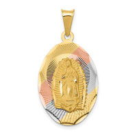 Load image into Gallery viewer, 14K w/Rhodium D/C Lady Of Guadalupe Oval Pendant
