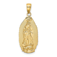 Load image into Gallery viewer, 14K Polished Our Lady Of Guadalupe Oval Disc Engraved Pendant
