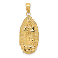 Load image into Gallery viewer, 14K Polished Our Lady Of Guadalupe Oval Disc Engraved Pendant

