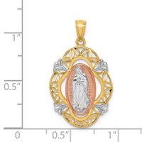 Load image into Gallery viewer, 14K Two-tone w/White Rhodium Guadalupe Medal Pendant
