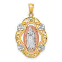 Load image into Gallery viewer, 14K Two-tone w/White Rhodium Guadalupe Medal Pendant
